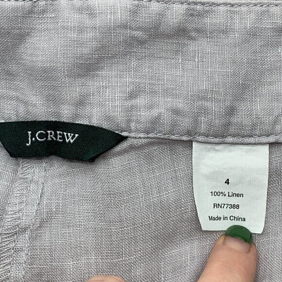 🎉J Crew Light Gray Linen Shorts w/ Cuffed Bottom - Picture 3 of 5